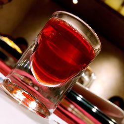 Close-up of red wine on table