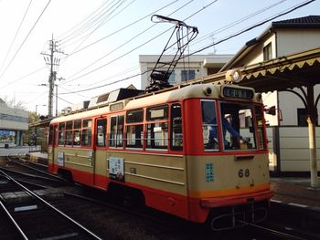 Train on railroad station platform