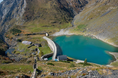 Dam of lake bardellino where the river serio begins