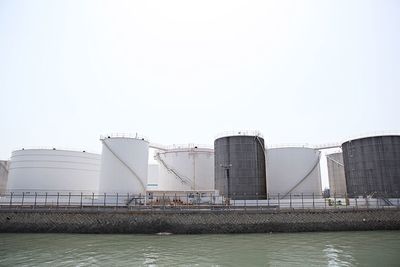 View of factory against clear sky