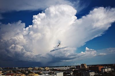 Aerial view of city against sky