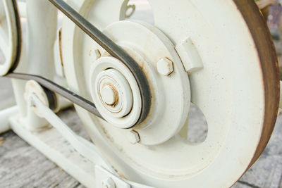 High angle view of tire in container