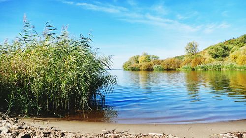 Scenic view of lake against sky