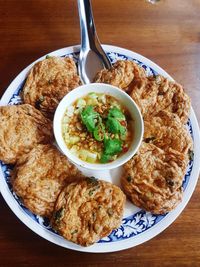 High angle view of meal served in plate