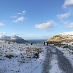 Scenic view of frozen landscape against sky