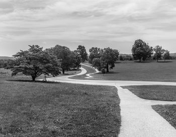 Road by trees against sky