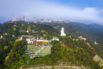 High angle view of buildings in city