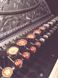 High angle view of typewriter