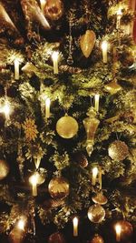 Illuminated christmas tree at night