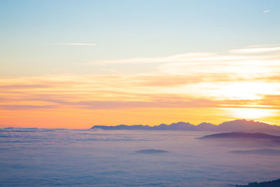 Scenic view of sea against sky during sunset