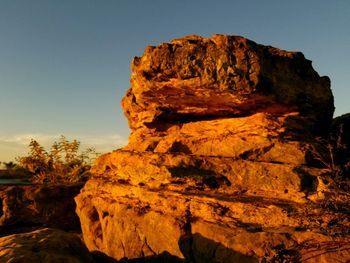 Low angle view of rock formation