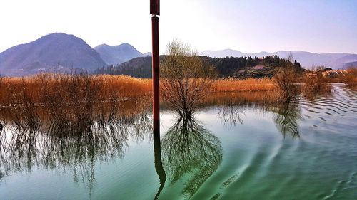 Scenic view of lake against sky