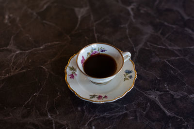 High angle view of coffee cup