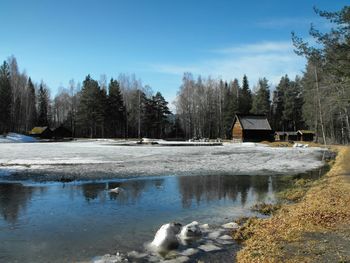 Scenic view of lake against sky