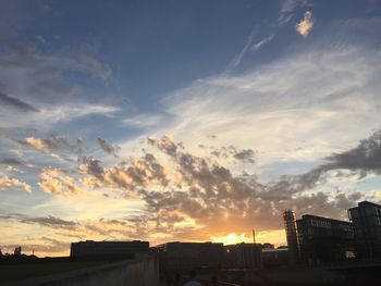 Silhouette of buildings at sunset