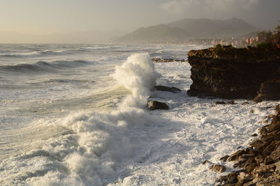 Sea storm. cavi di lavagna. tigullio gulf. liguria. italy