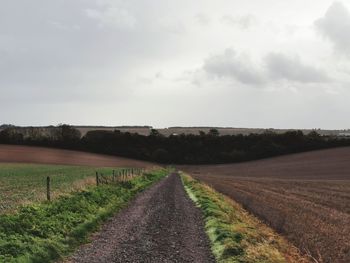 Farm track between fields in the uk
