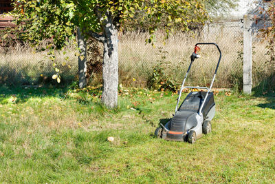 View of tractor in field