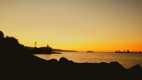 Scenic view of sea at sunset