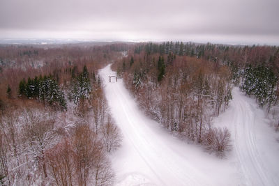 Snow covered landscape against sky