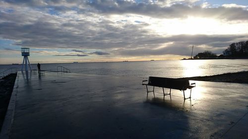 Scenic view of sea against cloudy sky