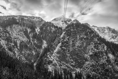 Scenic view of mountains against cloudy sky