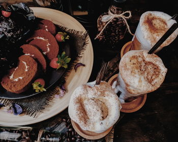 High angle view of food on table