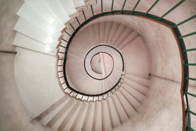 Low angle view of spiral staircases inside lighthouse