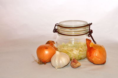 Close-up of eggs in jar