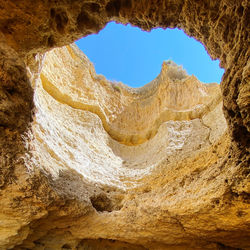 Low angle view of rock formations