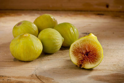 High angle view of fruits on table