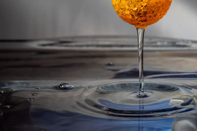 Close-up of water drops on glass