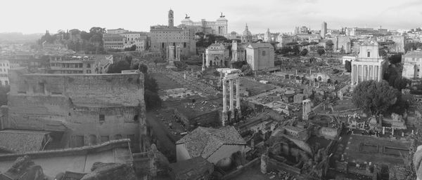 Panoramic view of residential district against sky