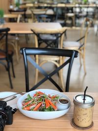 High angle view of drink on table at restaurant