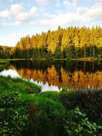 Scenic view of lake against sky