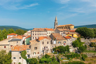 High angle view of townscape against sky