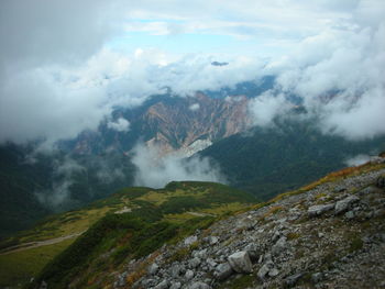 Scenic view of mountains against sky