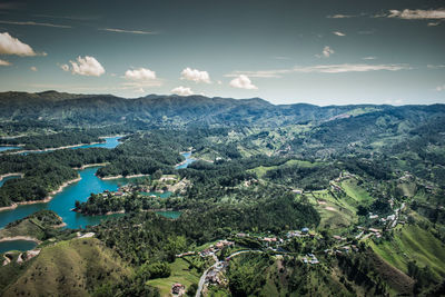 High angle view of landscape against sky