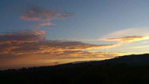 Scenic view of silhouette landscape against sky during sunset