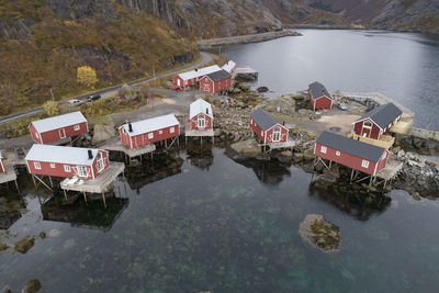 Cabins and surroundings of nusfjord, typical norwegian village