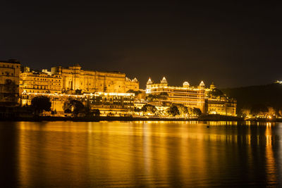 City lit up at night