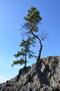 Low angle view of rock against sky