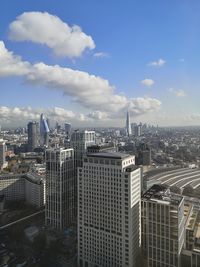 High angle view of buildings in city