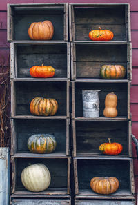 View of pumpkins in container