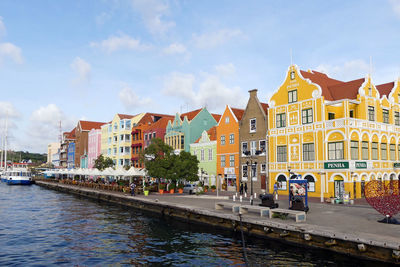 View of buildings in city against cloudy sky