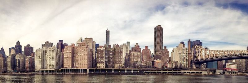 City skyline with river in background