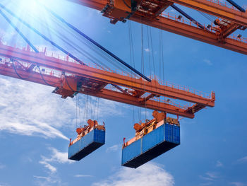 Low angle view of construction crane against sky