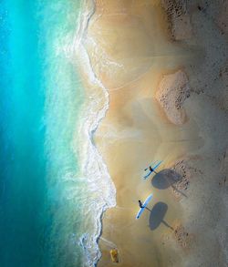 High angle view of people on beach