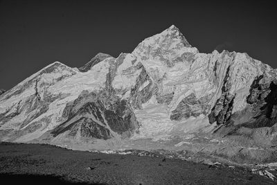 Scenic view of snowcapped mountains in nepal against clear sky