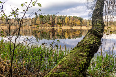 Scenic view of lake against sky